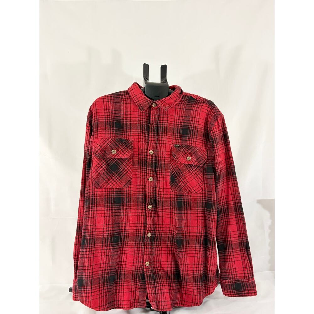 Lee Men’s 2XL Red Black Plaid Flannel Shirt Regular Fit